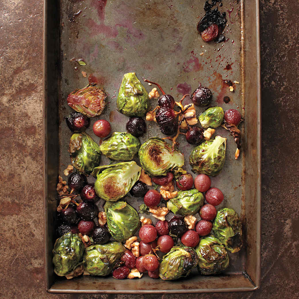 Brussels Sprouts with Sausage and Grapes on Creamy Polenta images pics Brussels Sprouts with Sausage and Grapes on Creamy Polenta